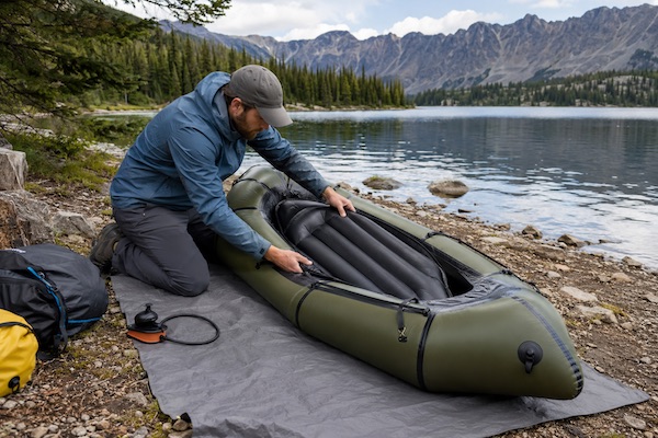 Packraft Boden prüfen (bei separatem Luftboden)
