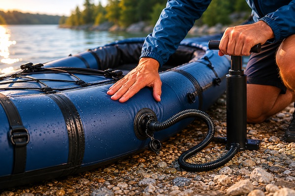 Packraft Letzter Druckaufbau prüfen