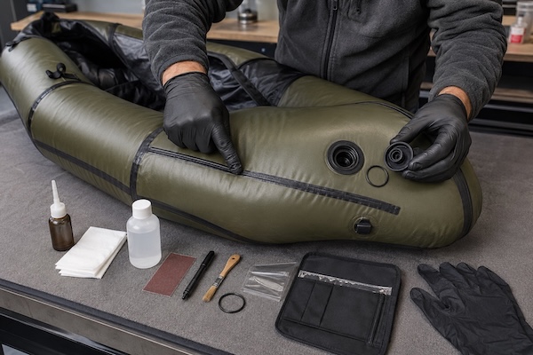 Packraft Naht- und Ventilreparaturen