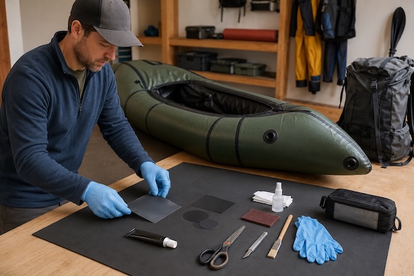 Packraft Reparatur Vorbereitung