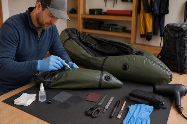 Packraft Reparatur kleiner Löcher