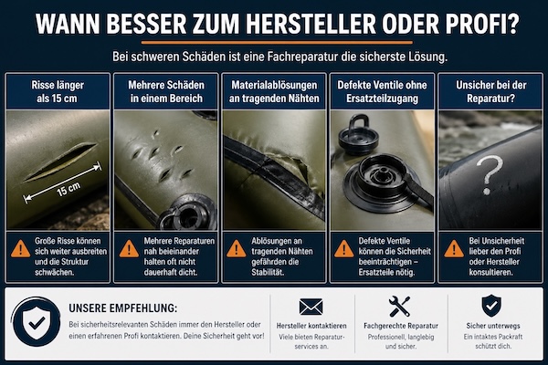 Wann besser zum Hersteller oder Profi wenn dein SUP einen Schaden hat